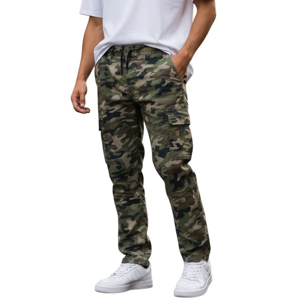 Cat & Jack Cargo Pants Boys 12 Green Camo Utility Outdoor Adjustable Waist